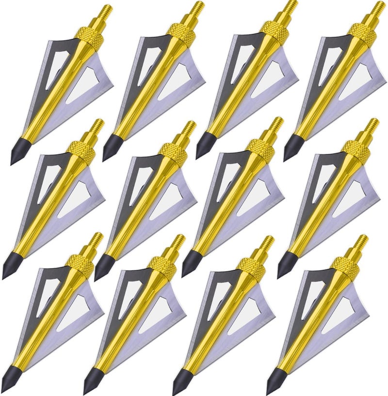 Sinbadteck Hunting Broadheads, 12PK 3 Blades Archery Broadheads 100 Grain Screw-in Arrow Heads Arrow Tips Compatible with Traditional Bows and Compound Bow - Image 1